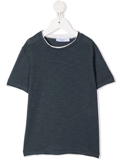 Opililai Contrast-trimmed Cotton T-shirt In 蓝色