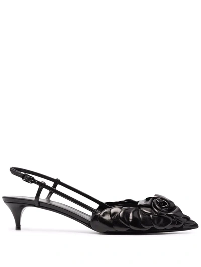 Valentino Garavani Appliqué-detail Pointed-toe Pumps In Schwarz