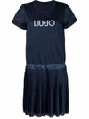 LIU •JO PLEATED-MESH T-SHIRT DRESS