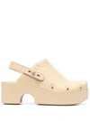 Xocoi Logo-embossed Slingback Platform Clogs In Beige