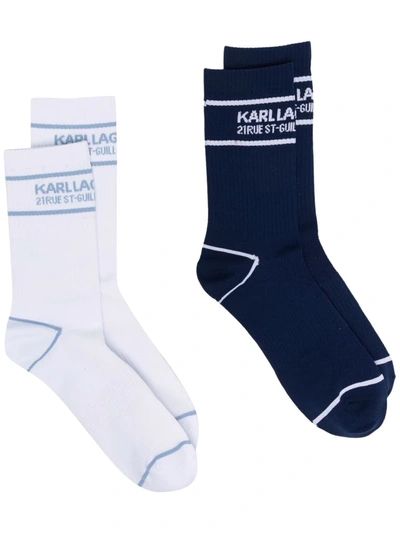 Karl Lagerfeld Logo-print Socks In Blue