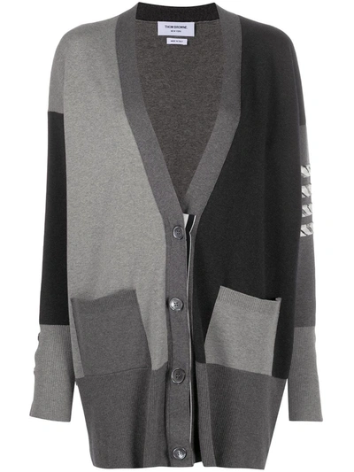 Thom Browne Funmix 4-bar Stripe Cardi-coat In Grau