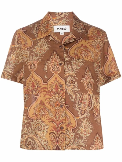 Ymc You Must Create Short-sleeved Paisley Print Shirt In Braun