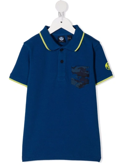 North Sails Logo Short-sleeve Polo Shirt In Blau