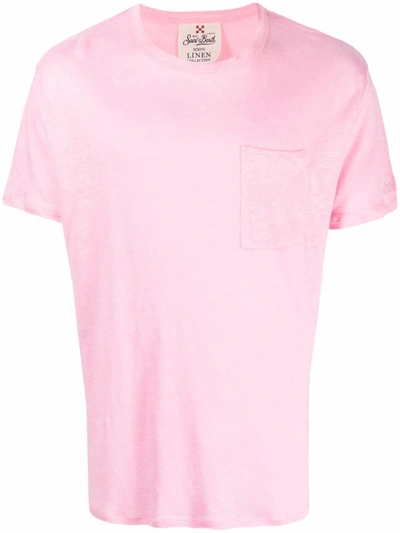 Mc2 Saint Barth Linen Roundneck Sweater In Pink