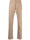 Jacob Cohen Men Regular Slim Fit Cotton Trouser With Back Pony-skin Patch In Nude