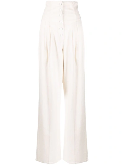 Made In Tomboy White High-rise Wide-leg Jeans In Weiss