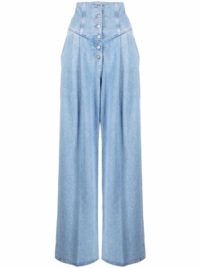 Made In Tomboy Blue High-rise Wide-leg Jeans In Blau