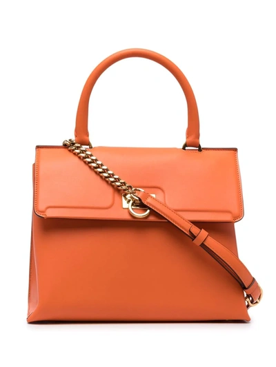 Ferragamo Satsuma Leather Handbag In Orange