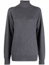 Jil Sander Grey Roll Neck Cashmere Sweater In Grau