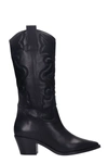 ALCHIMIA TEXAN BOOTS IN BLACK LEATHER,TEX031