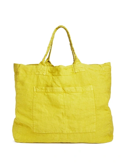 Once Milano Linen Weekend Bag In Yellow