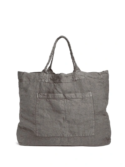 Once Milano Linen Weekend Bag In Charcoal