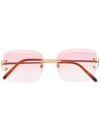 Cartier Square-frame Gradient Sunglasses In Gold