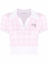 ALEXANDER WANG T GINGHAM-CHECK CROPPED TOP