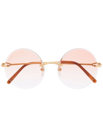 Cartier C Décor Round-frame Sunglasses In Gold
