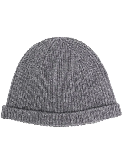 Jil Sander Ribbed Cashmere-blend Beanie In Grau