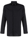 Givenchy Man Black Poplin Shirt With Metal Details In Black
