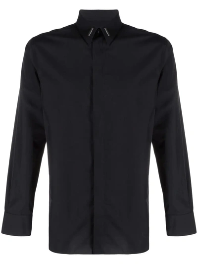 Givenchy Man Black Poplin Shirt With Metal Details