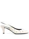 Saint Laurent Carole Heart-stud Leather Pumps In Neutrals