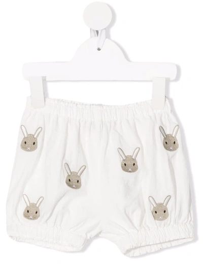 Donsje Babies' Rabbit Motif-embroidered Shorts In 白色