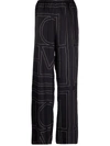 Totême Monogram-embroidered Silk Pajama Pants In Black