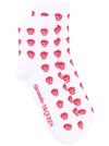 Alexander Mcqueen White & Red Multiskull Socks In 白色
