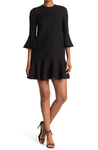 Valentino Ruffle Trim Crepe Mini Dress In Nero