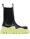 Bottega Veneta Men's The Tire Leather Chunky Chelsea Boots In Black,yellow