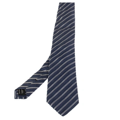 Pre-owned Tom Ford Blue Striped Jacquard Silk Cotton Tie
