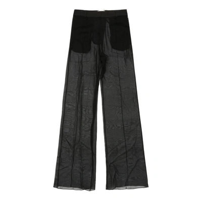 Nensi Dojaka Sheer High-rise Wide-leg Silk Pants In Black