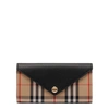 BURBERRY VINTAGE CHECK AND LEATHER CONTINENTAL WALLET,8547140E-B4A2-723C-1082-E03A99D75094