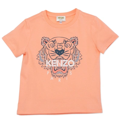 Kenzo Girls' Tiger Logo Graphic Tee - Big Kid In Peach