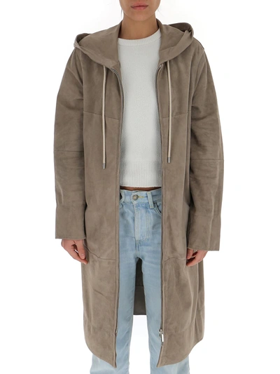 Max Mara 's  Hooded Coat In Grey