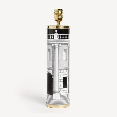 Fornasetti Cylindrical Lamp Base Casa Con Colonne In White/black