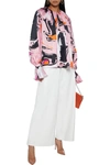 ROKSANDA GATHERED PRINTED SILK-SATIN BLOUSE,3074457345626048674