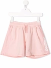 Kenzo Two-tone Leg Logo-print Shorts In Pink & Purple