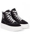 Mm6 Maison Margiela Logo-print Canvas Flatform Sneakers In 黑色