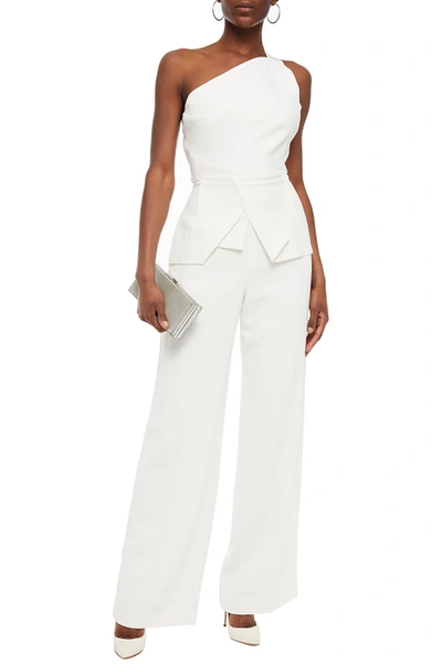 Roland Mouret Linburn Layered Stretch-crepe Wide-leg Pants In White