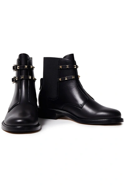 Valentino Garavani Rockstar Leather Ankle Boots In Black