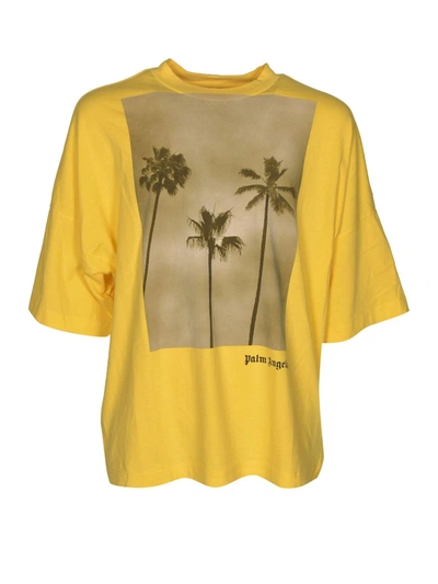 Palm Angels Palms Boulevard T-shirt In Yellow