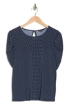 Adrianna Papell Polka Dot Crepe Pleated Knit Top In N/i Sml Dt