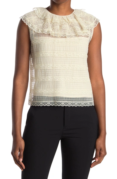 Red Valentino Lace Cap Sleeve Top In Avorio