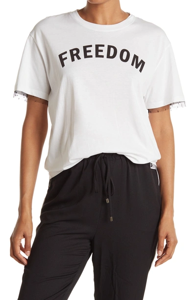 Red Valentino 'freedom' Jersey Knit T-shirt In Bianco/nero