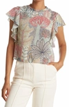 RED VALENTINO FLORAL PRINTED RUFFLE TOP,8056097865963
