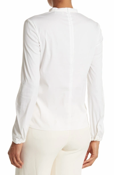 Red Valentino Long Sleeve Tie Front Top In Bianco Ottico