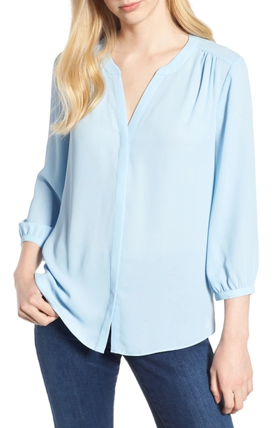 Nydj Pleat Back Crepe Blouse In Tranquilit