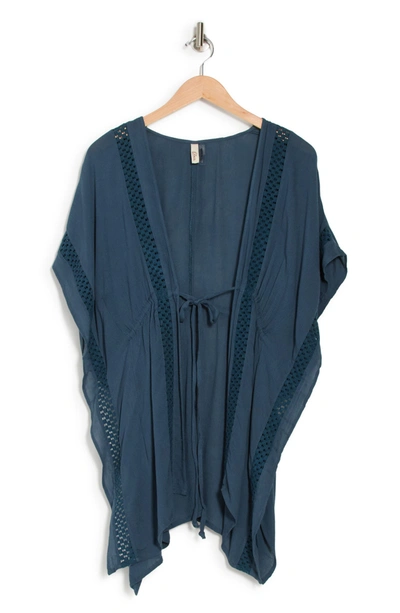 Elan Crochet Cover-up Tunic In Dark Denim