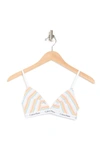 Calvin Klein Triangle Cup Bralette In Prism Stripe- White