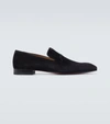 CHRISTIAN LOUBOUTIN NAVY DANDELION SUEDE LOAFERS,P00545915